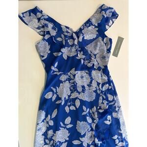 London Times Womens Sz 6 Chiffon Faux Wrap Ruffle Maxi Dress NWT Wedding Shower